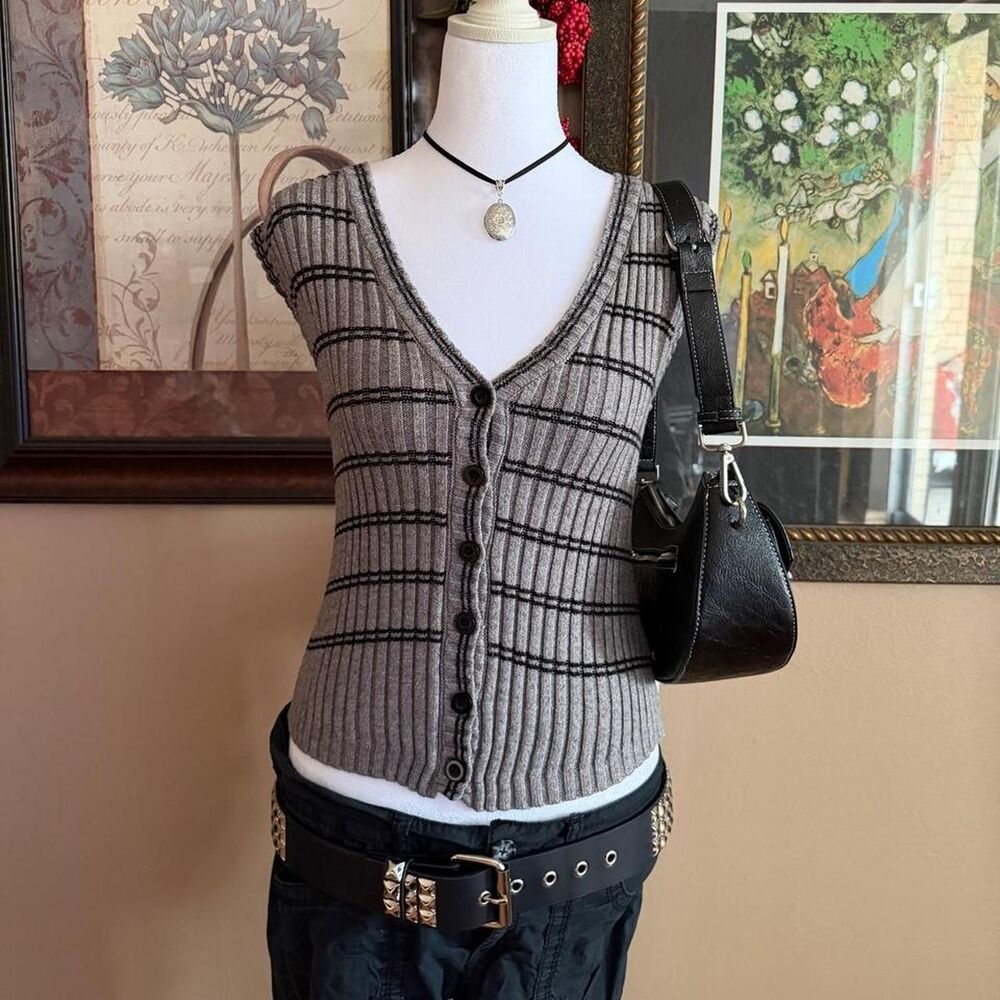 Shein Women's Grey and Brown Gilet